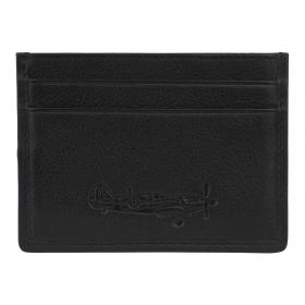 spitfire leather black compact card holder embossed main image